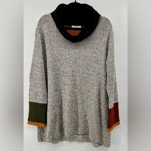 Margaret Winters Multicolor Cowl Neck Tunic Sweater Lagenlook Boho Oversized M